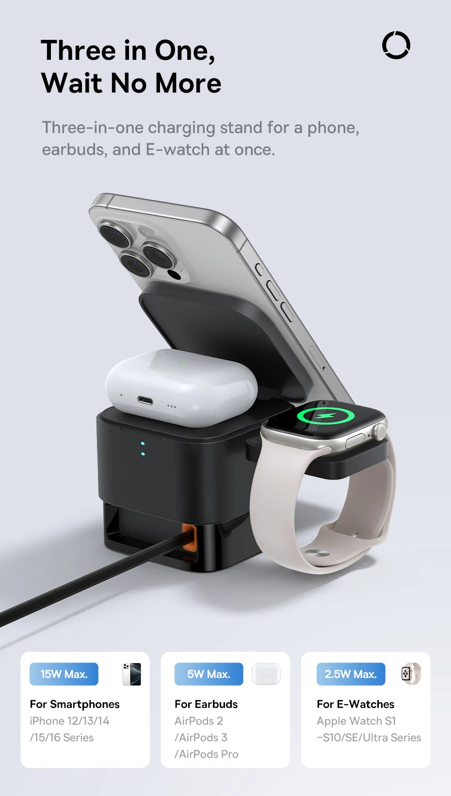Baseus 3 in 1 25W Magnetic Wireless Charger Stand 15W Fast Wireless Charging Desktop Dock Station For iPhone16 15 14 13 Airpod