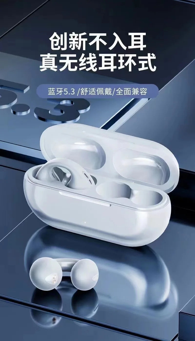 Cross-border explosive non-in-ear bone conduction ear clip Bluetooth headset true wireless in-ear high-quality sports hanging