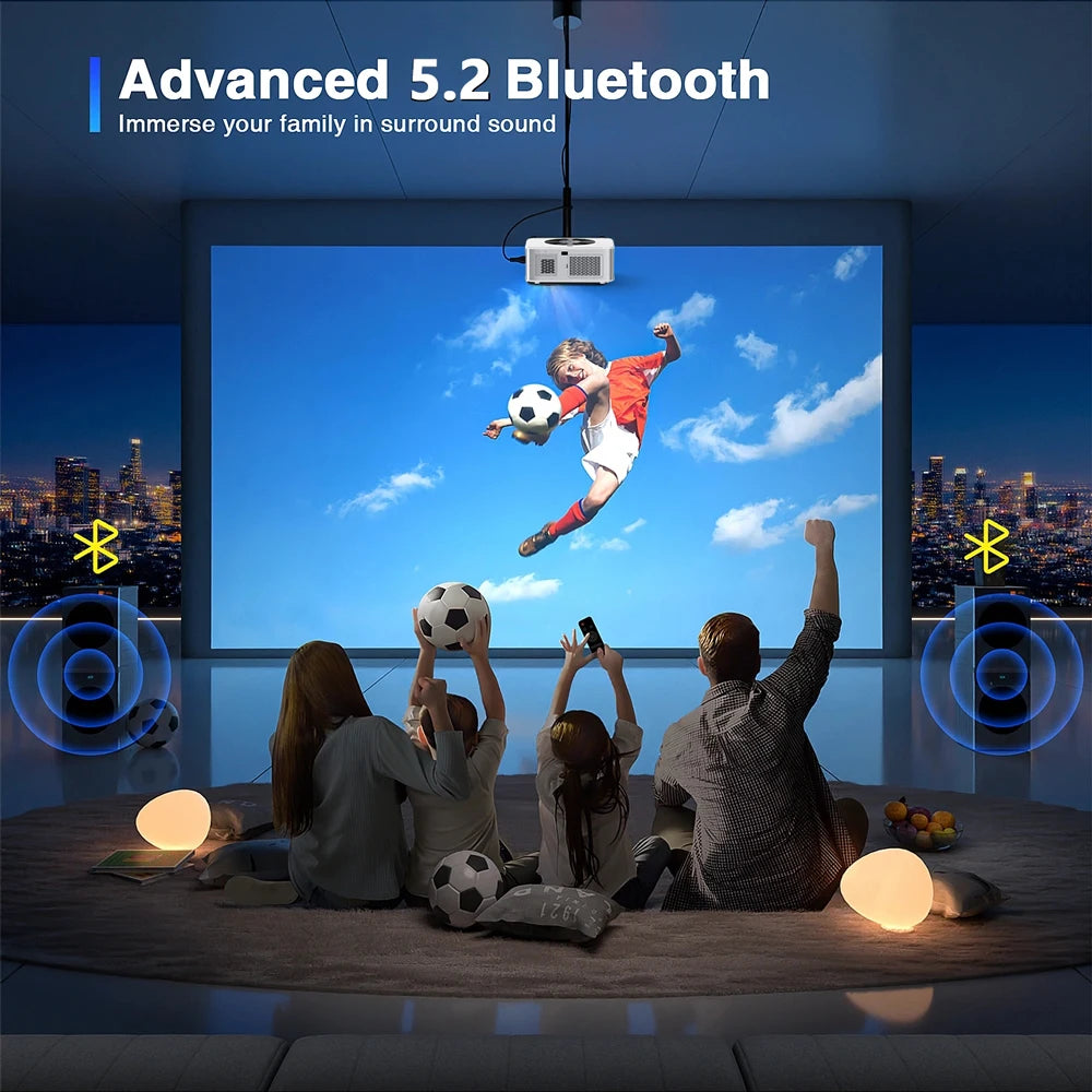 XIWBSY 1000ANSI Portable Projector 25000Lumens Auto Focus/Keystone Android Projector 4k Video Home Theater Cinema Proyector