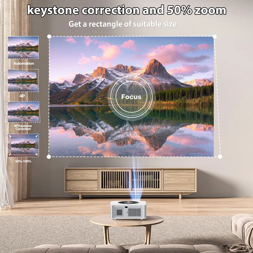 XIWBSY 1000ANSI Portable Projector 25000Lumens Auto Focus/Keystone Android Projector 4k Video Home Theater Cinema Proyector