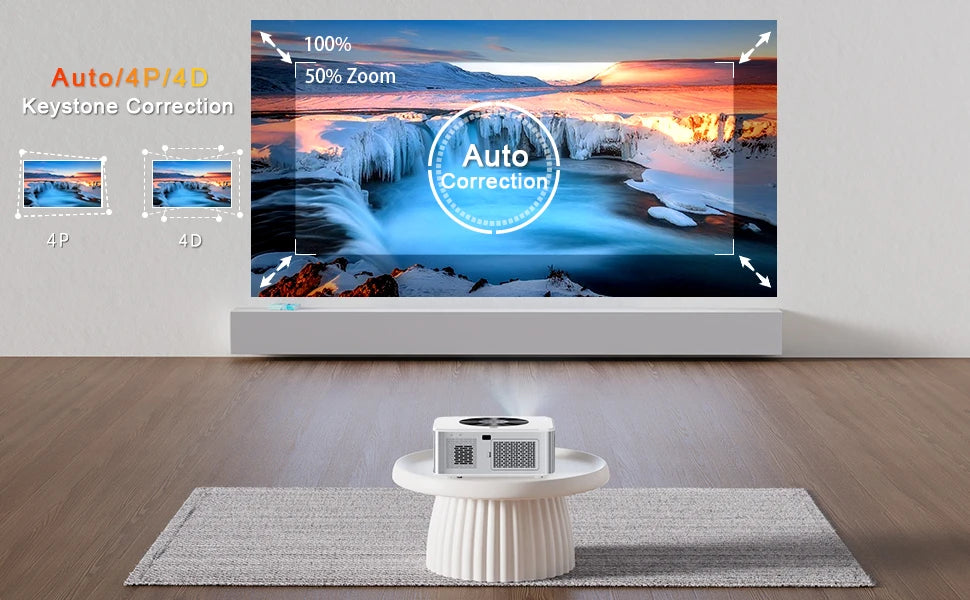 XIWBSY 1000ANSI Portable Projector 25000Lumens Auto Focus/Keystone Android Projector 4k Video Home Theater Cinema Proyector