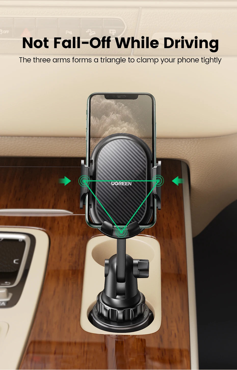 UGREEN Car Cup Phone Holder for Mobile Phone Stand in Car Phone Holder Stand for iPhone 15 14 Pro Max Xiaomi Huawei Phone Stand
