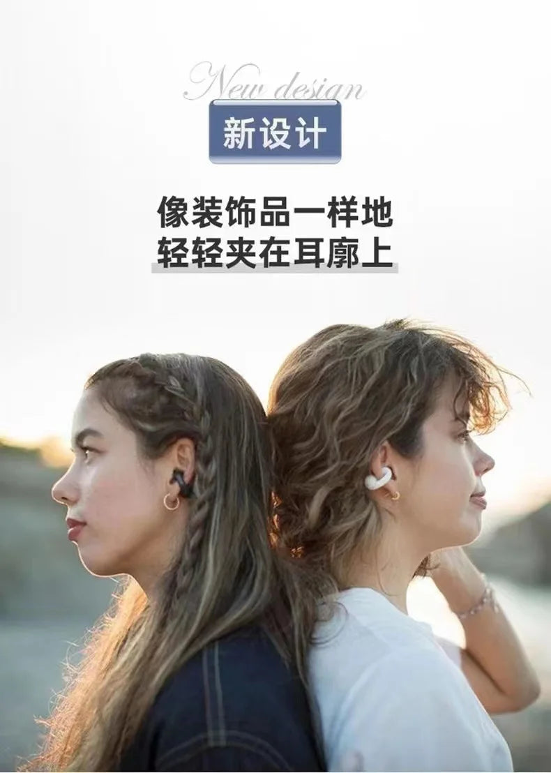 Cross-border explosive non-in-ear bone conduction ear clip Bluetooth headset true wireless in-ear high-quality sports hanging