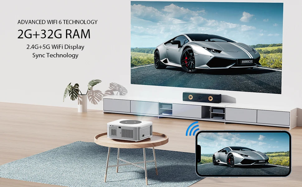 XIWBSY 1000ANSI Portable Projector 25000Lumens Auto Focus/Keystone Android Projector 4k Video Home Theater Cinema Proyector
