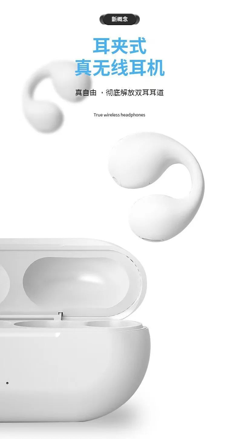 Cross-border explosive non-in-ear bone conduction ear clip Bluetooth headset true wireless in-ear high-quality sports hanging