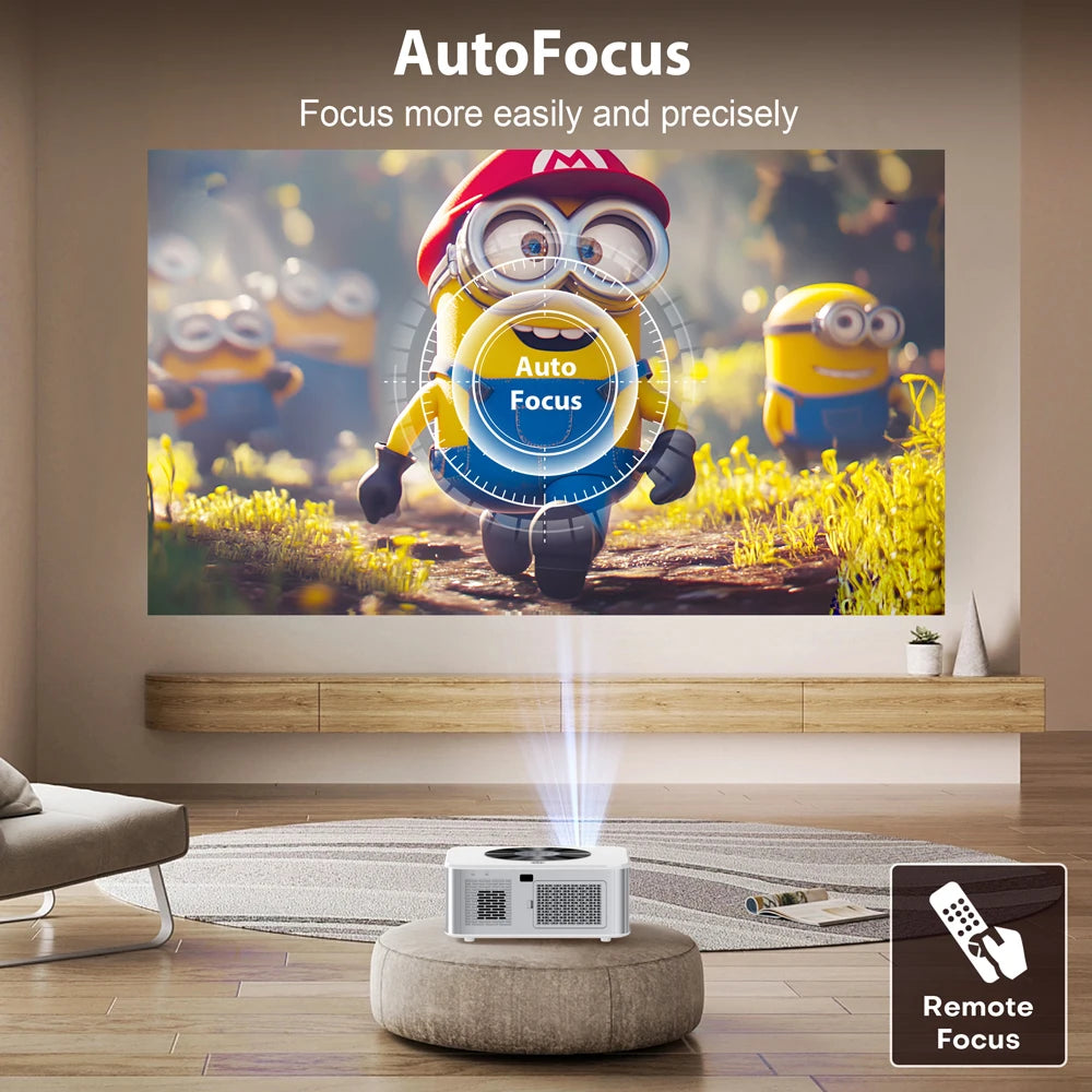 XIWBSY 1000ANSI Portable Projector 25000Lumens Auto Focus/Keystone Android Projector 4k Video Home Theater Cinema Proyector