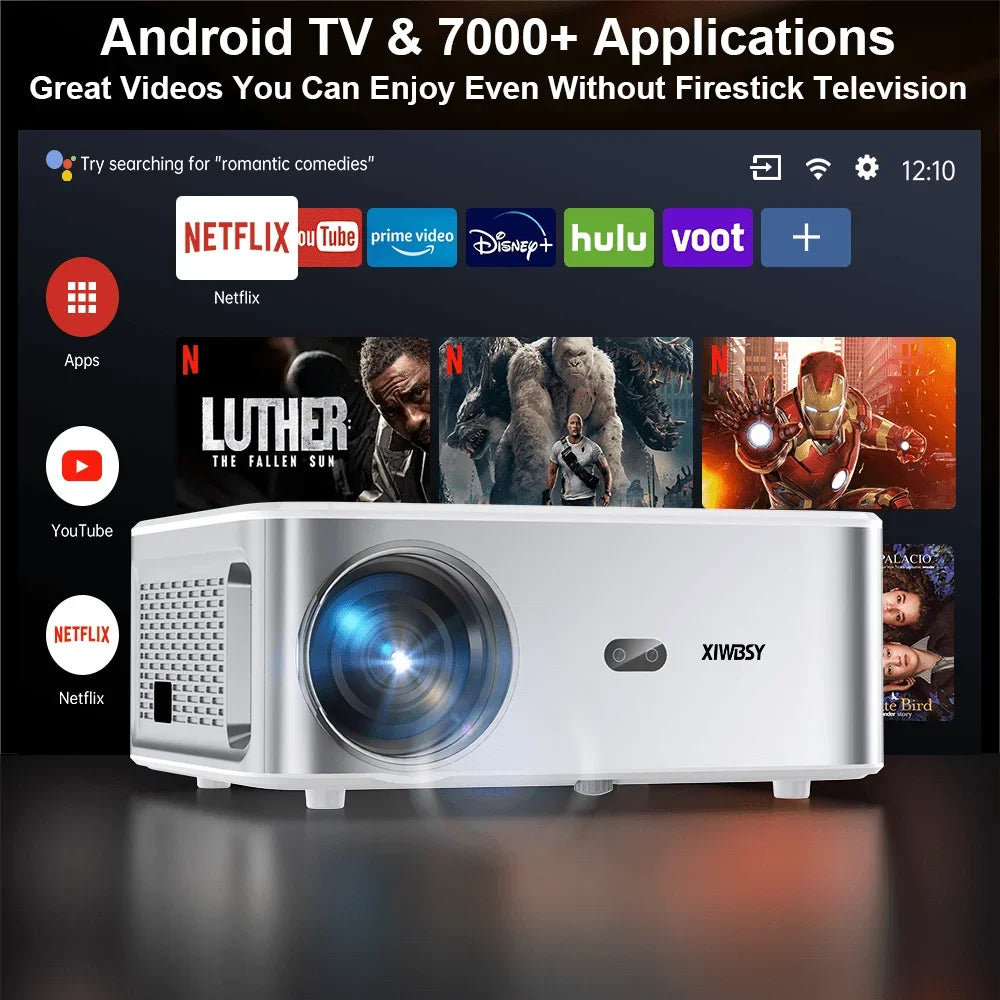 XIWBSY 1000ANSI Portable Projector 25000Lumens Auto Focus/Keystone Android Projector 4k Video Home Theater Cinema Proyector