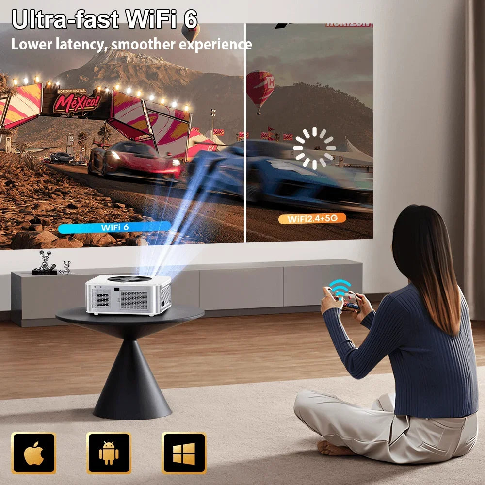 XIWBSY 1000ANSI Portable Projector 25000Lumens Auto Focus/Keystone Android Projector 4k Video Home Theater Cinema Proyector