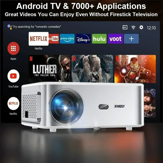 XIWBSY 1000ANSI Portable Projector 25000Lumens Auto Focus/Keystone Android Projector 4k Video Home Theater Cinema Proyector